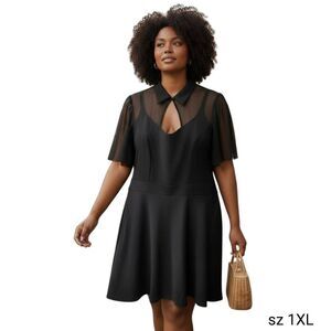 Little Black Dress Sexy Short Flouncy Sheer Sleeves Stretchy